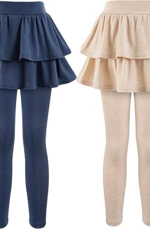 Girls School Uniform Pants Leggings with Skirts Stretch Warm Jegging 4-12 Years