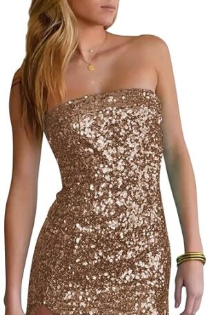 Sparkly Sequin Homecoming Dresses Short for Teens 2025 Strapless Tight Mini Prom Cocktail Gowns
