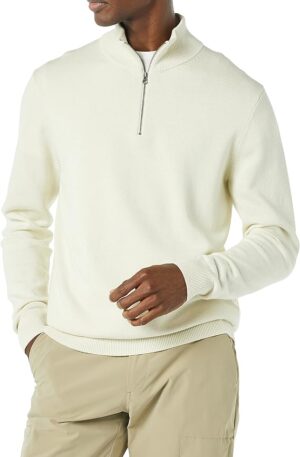 Amazon Essentials Men's 100% Cotton Quarter-Zip Sweater