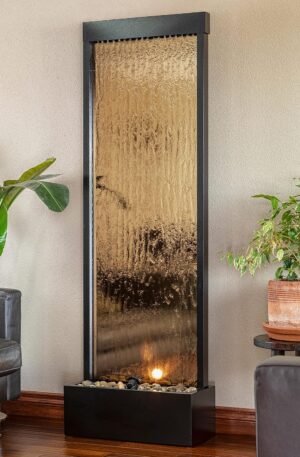 Alpine Corporation 72" Bronze Mirror Waterfall Fountain with LED Lights